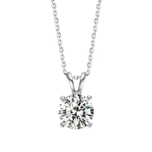 FANCIME Solitaire Moissanite Simulated 14k Solid White Gold Necklace