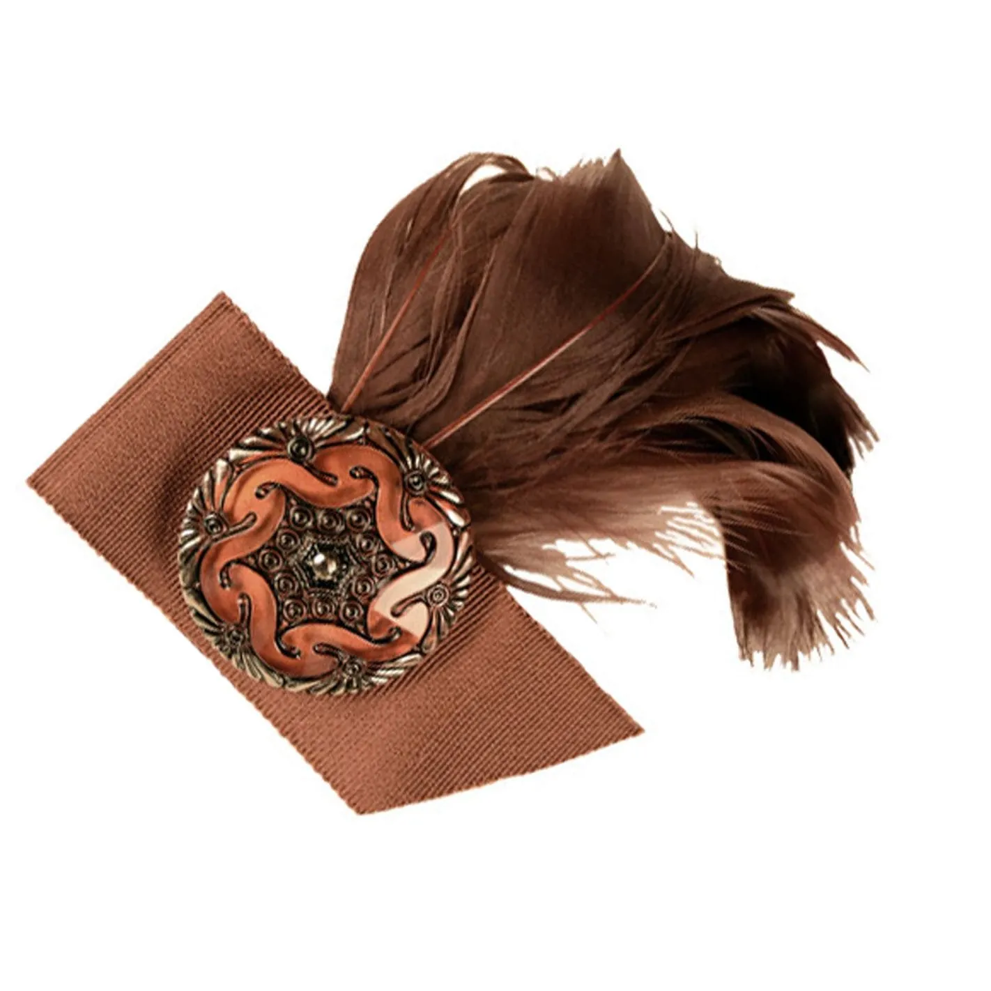 Feather Brooch - Rust & Brown