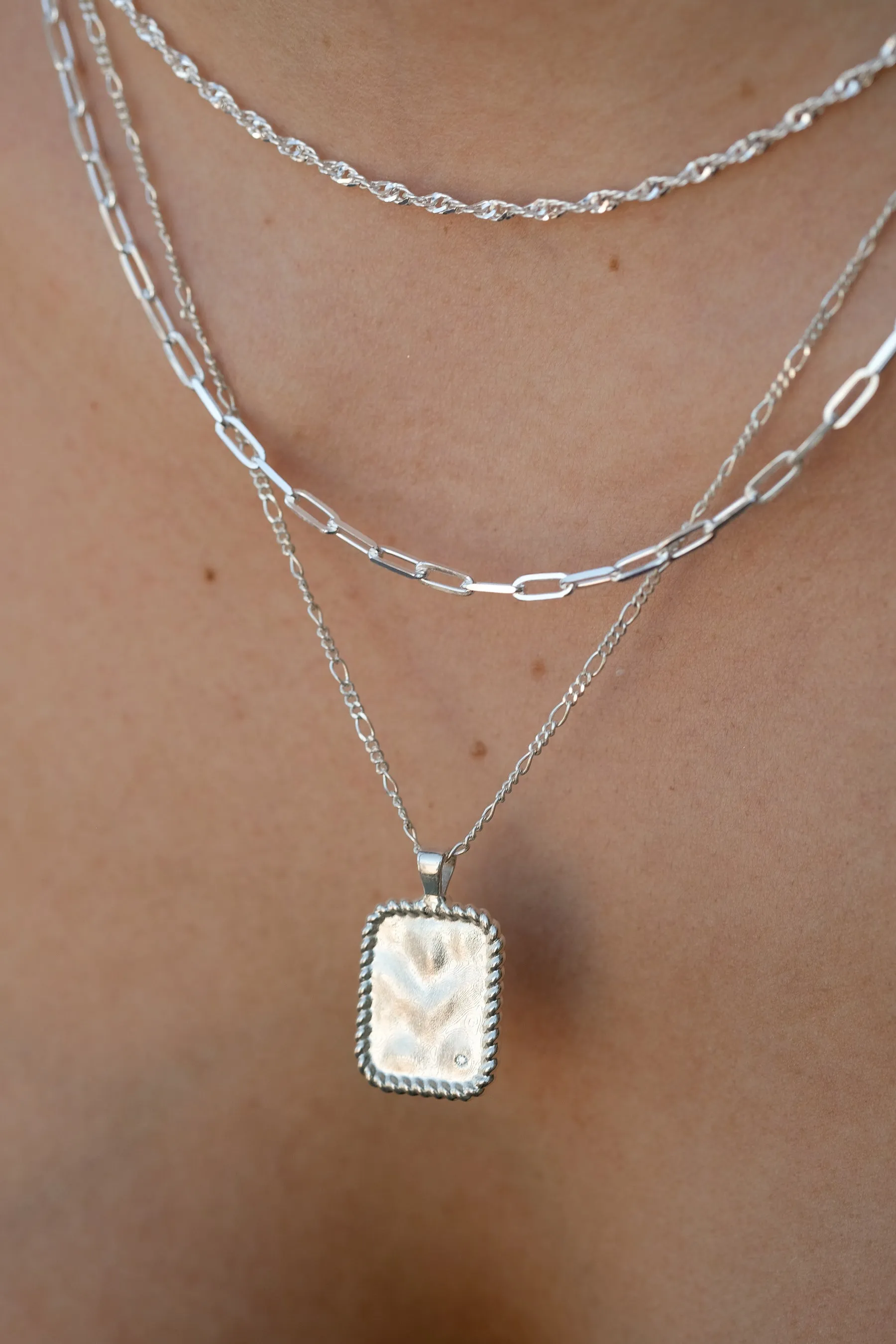 Flint Engravable Pendant Necklace - Sterling Silver