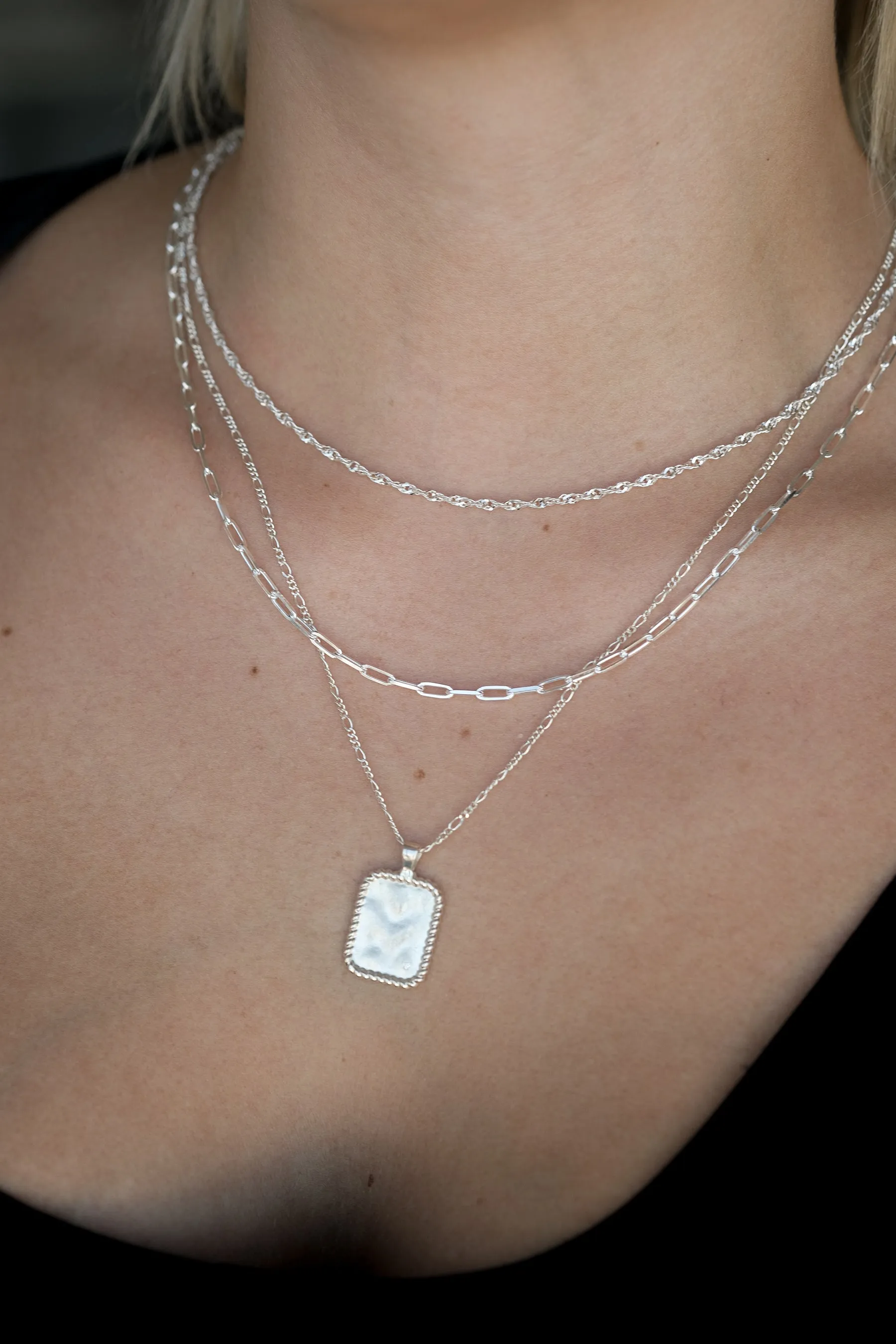 Flint Engravable Pendant Necklace - Sterling Silver