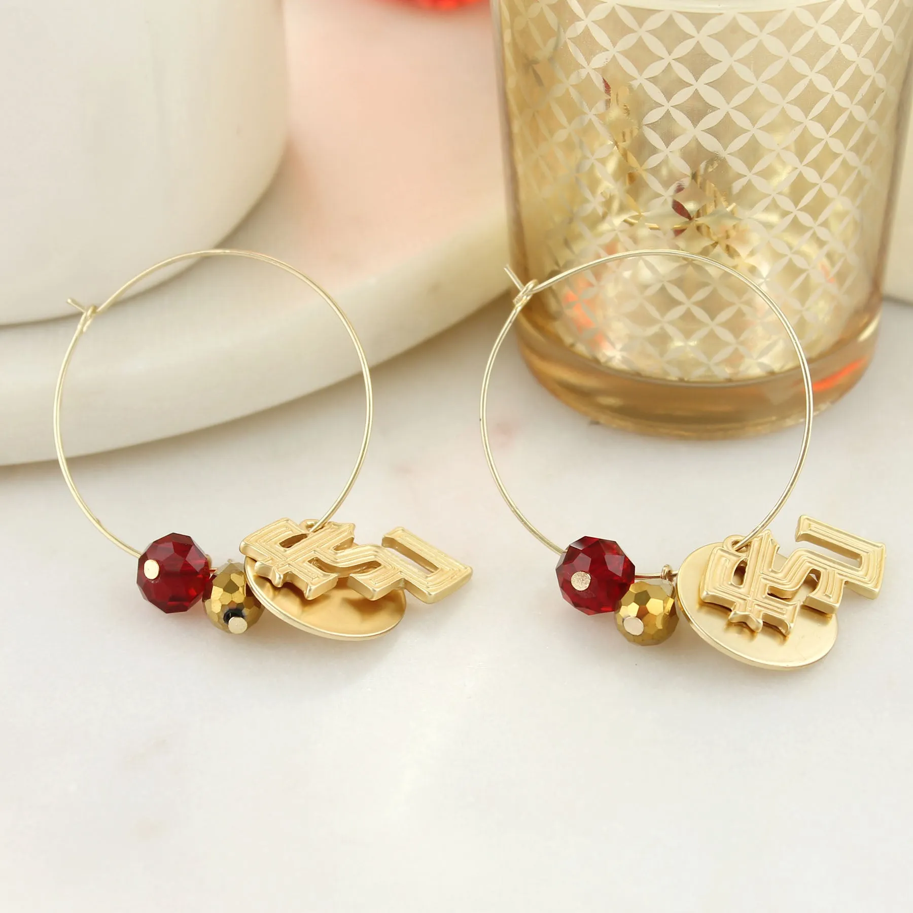 Florida State Matte Gold Logo Hoop Earrings