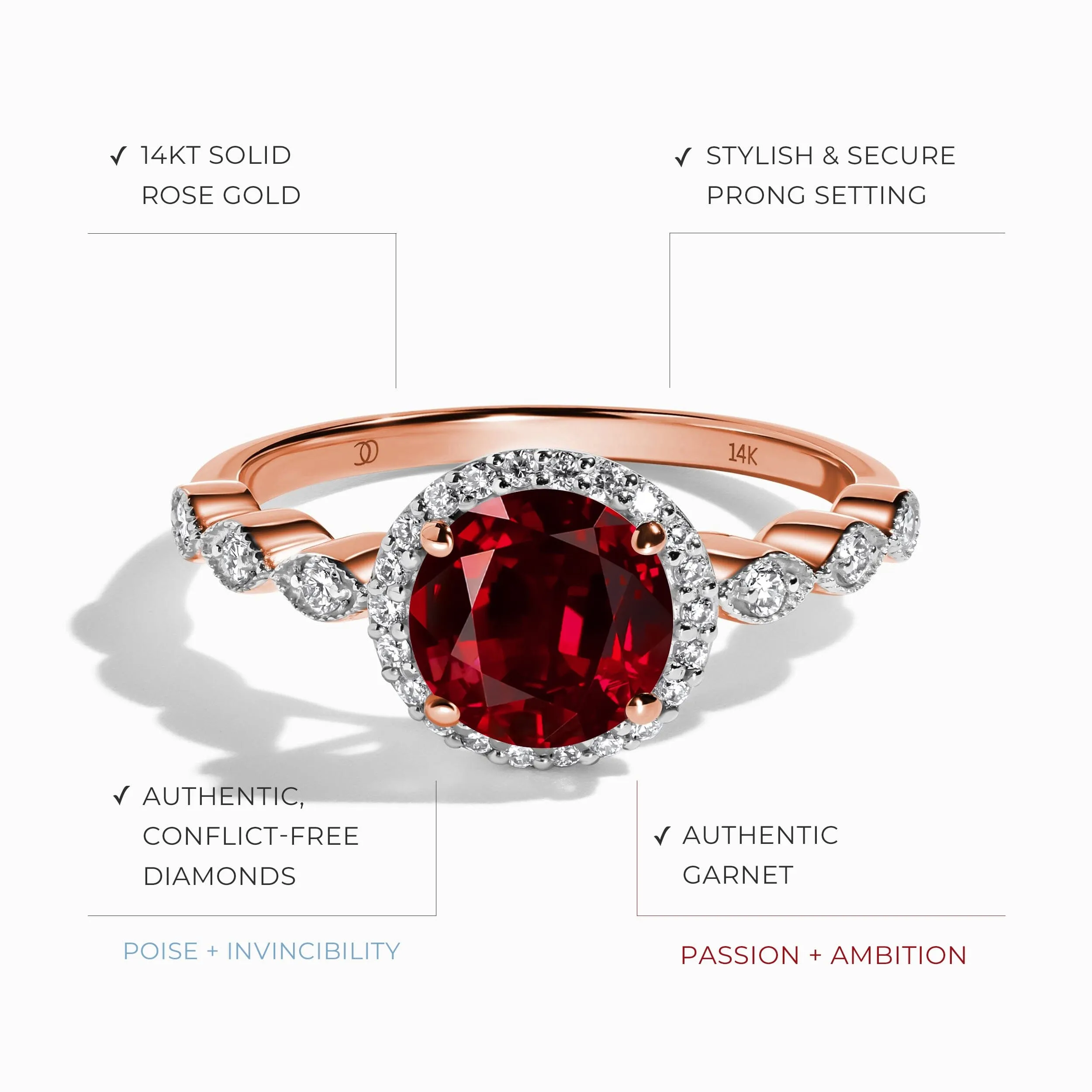 Garnet Diamond Ring - Soulmate