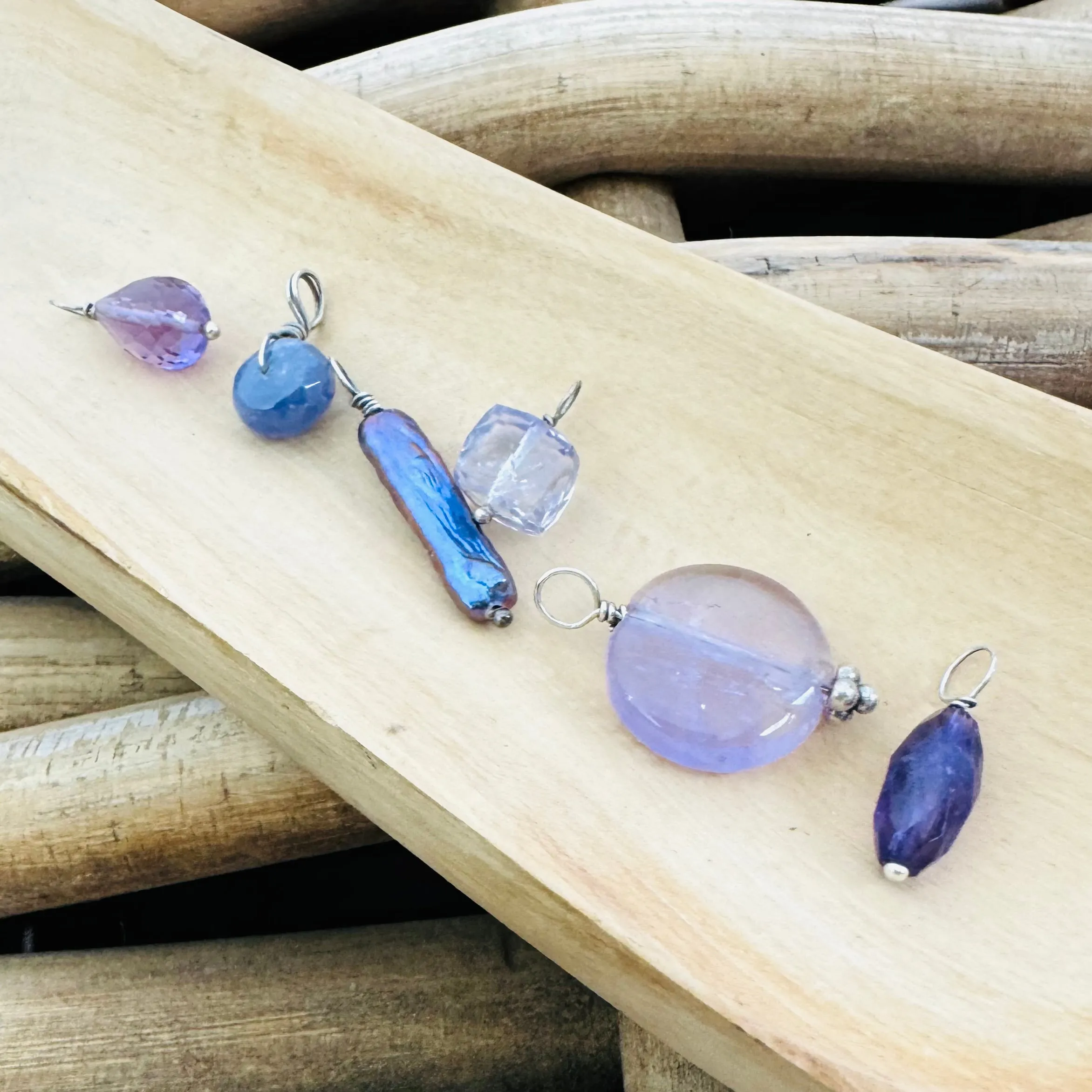 Gemstone Charm Pack - Amethyst, Purple Pearl, Kyanite, & Fluorite