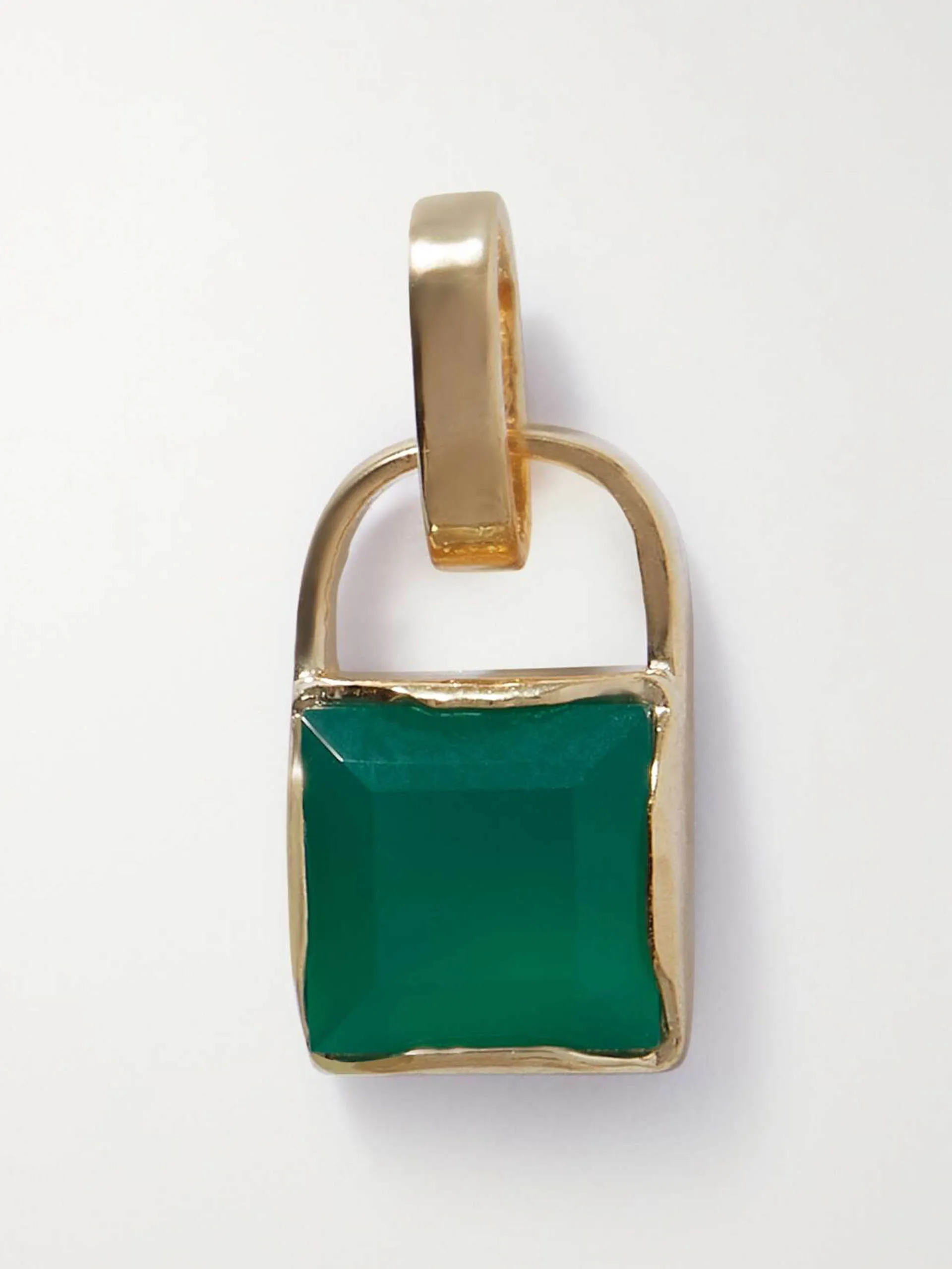 Gemstone Padlock 14kt recycled gold onyx pendant