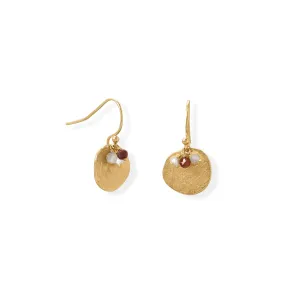 Glimmering Garnet! 14 Karat Gold Plated Garnet, Labradorite and Pearl Disk Earring