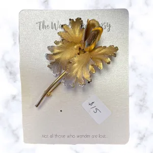 Gold Orchid Brooch