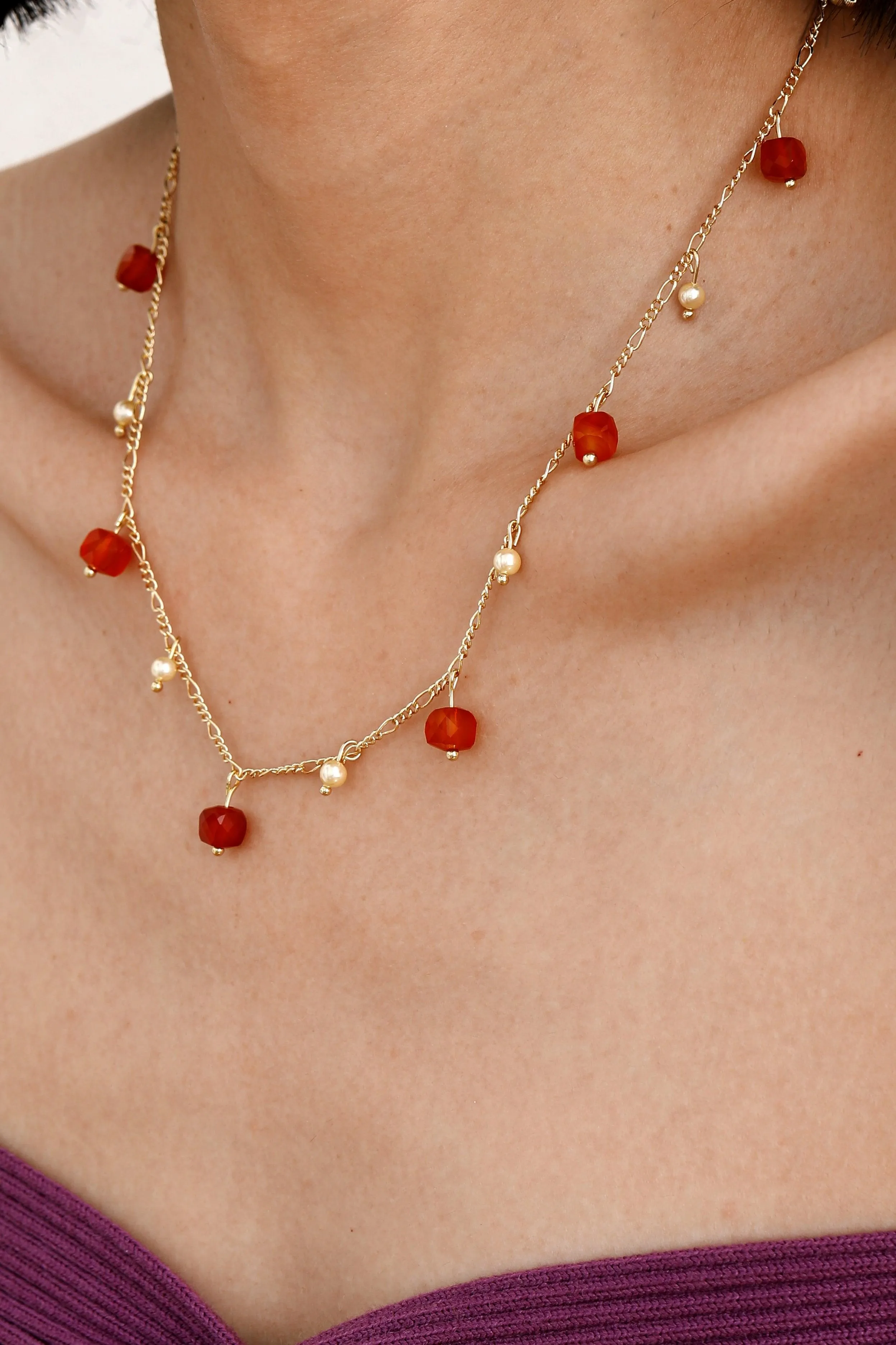 Golden Maple with Pearl Drop Necklace