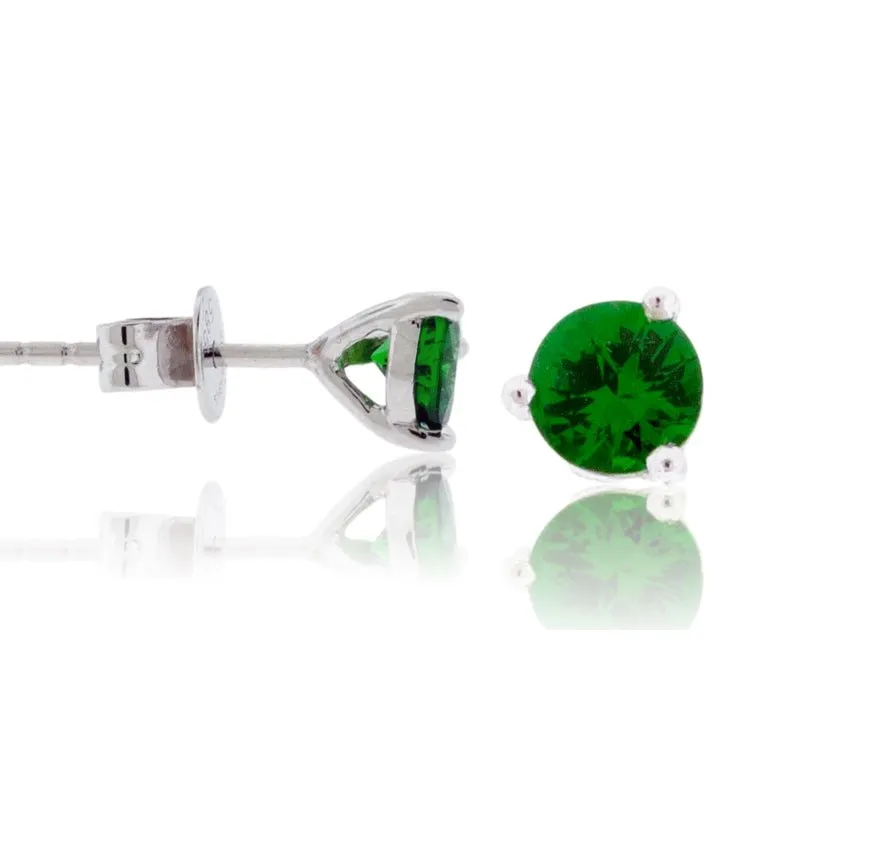 Green Tsavorite Garnet Round Stud Earrings