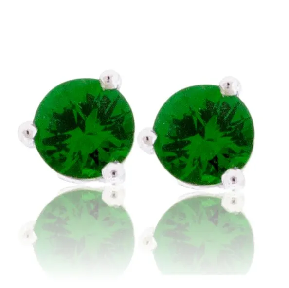 Green Tsavorite Garnet Round Stud Earrings