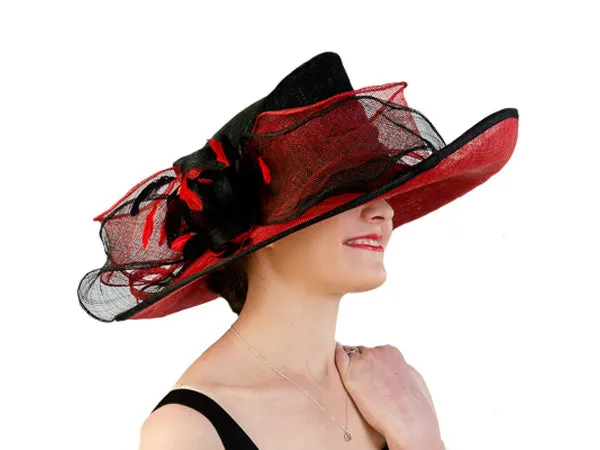 Gretta Wide Brim Sinamay Hat Red