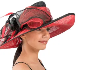 Gretta Wide Brim Sinamay Hat Red