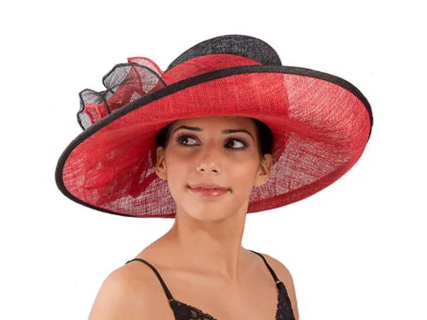 Gretta Wide Brim Sinamay Hat Red