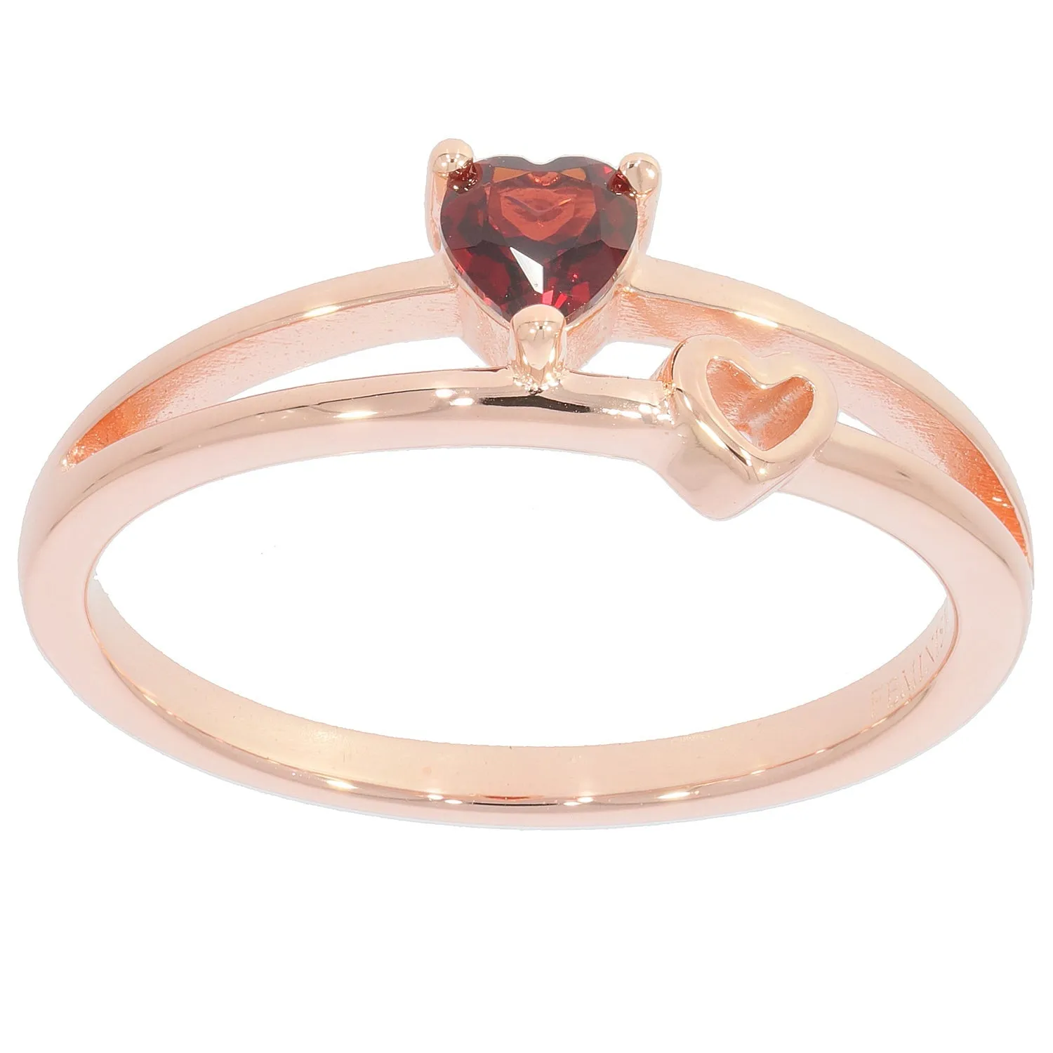 Heart Red Garnet Sterling Silver Ring with Accent