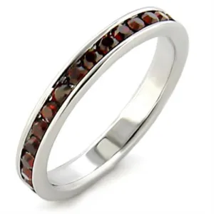 High-Polished 925 Sterling Silver Ring with Top Grade Crystal in Garnet for Women Style LOA509