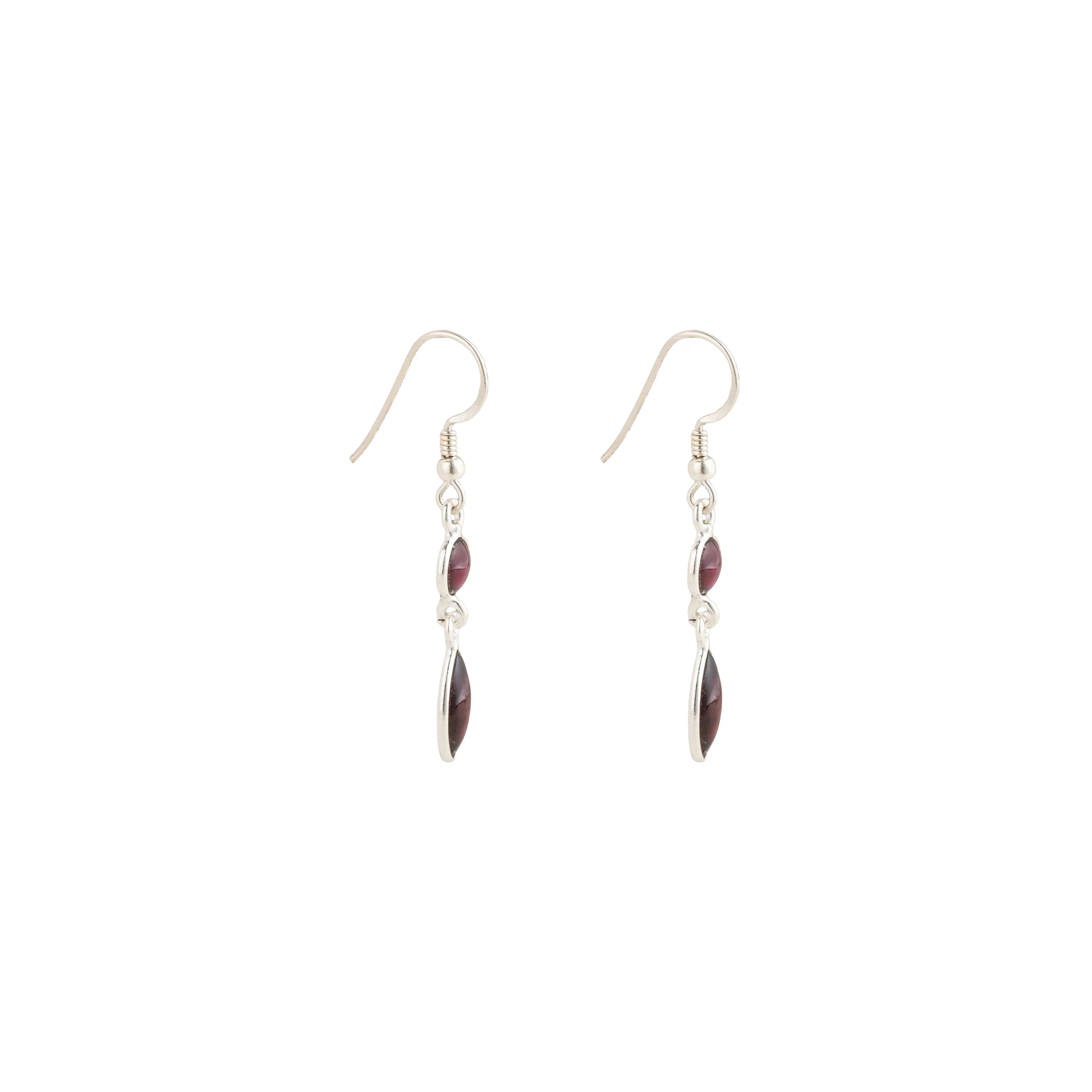 Jora,Garnet Earring, Sterling Silver