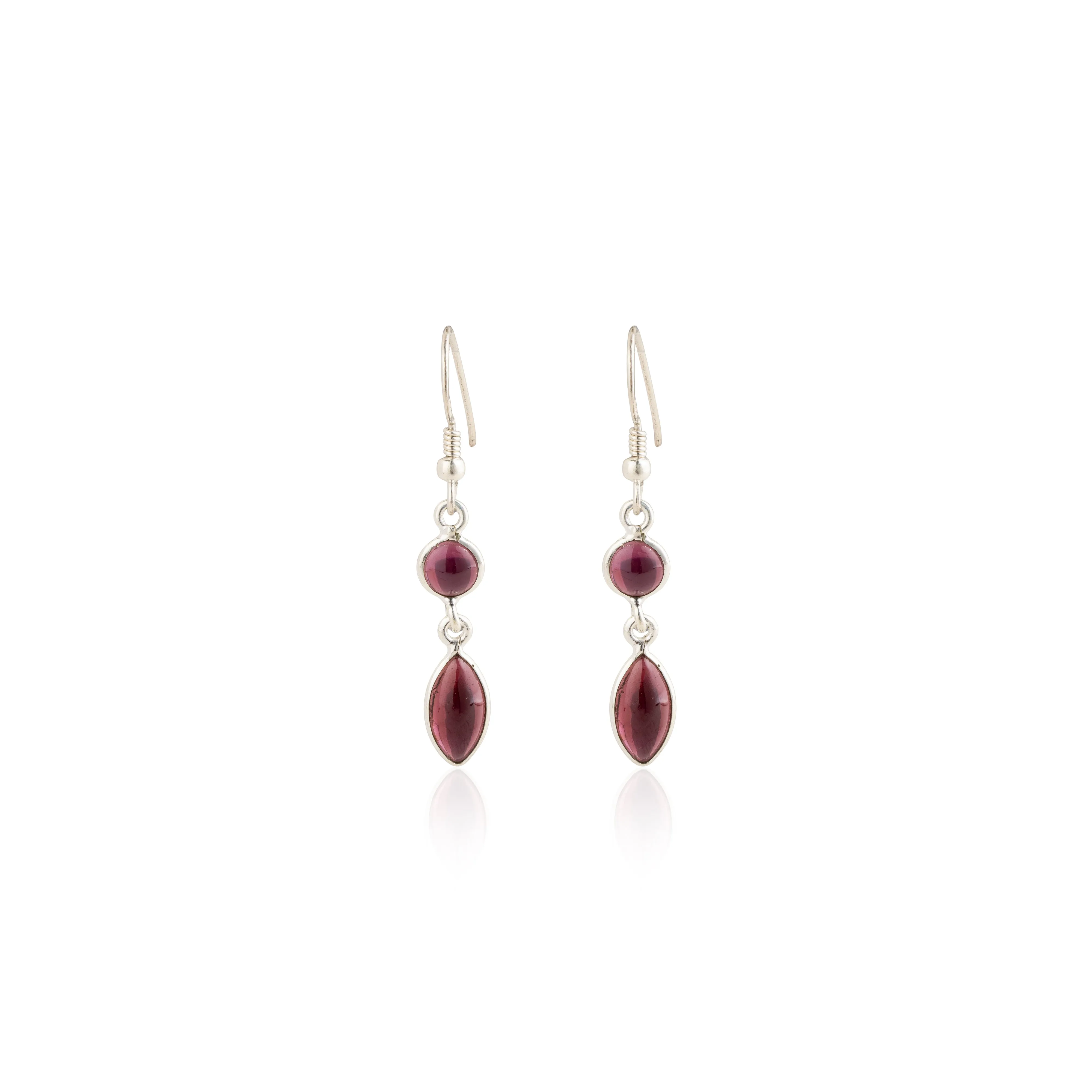 Jora,Garnet Earring, Sterling Silver