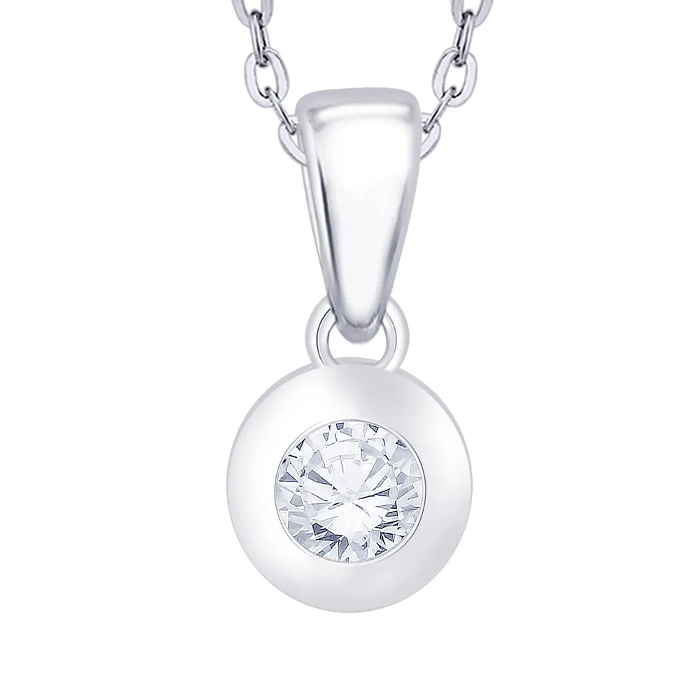 KATARINA Diamond Bezel Set Solitaire Pendant Necklace (1/4 cttw)