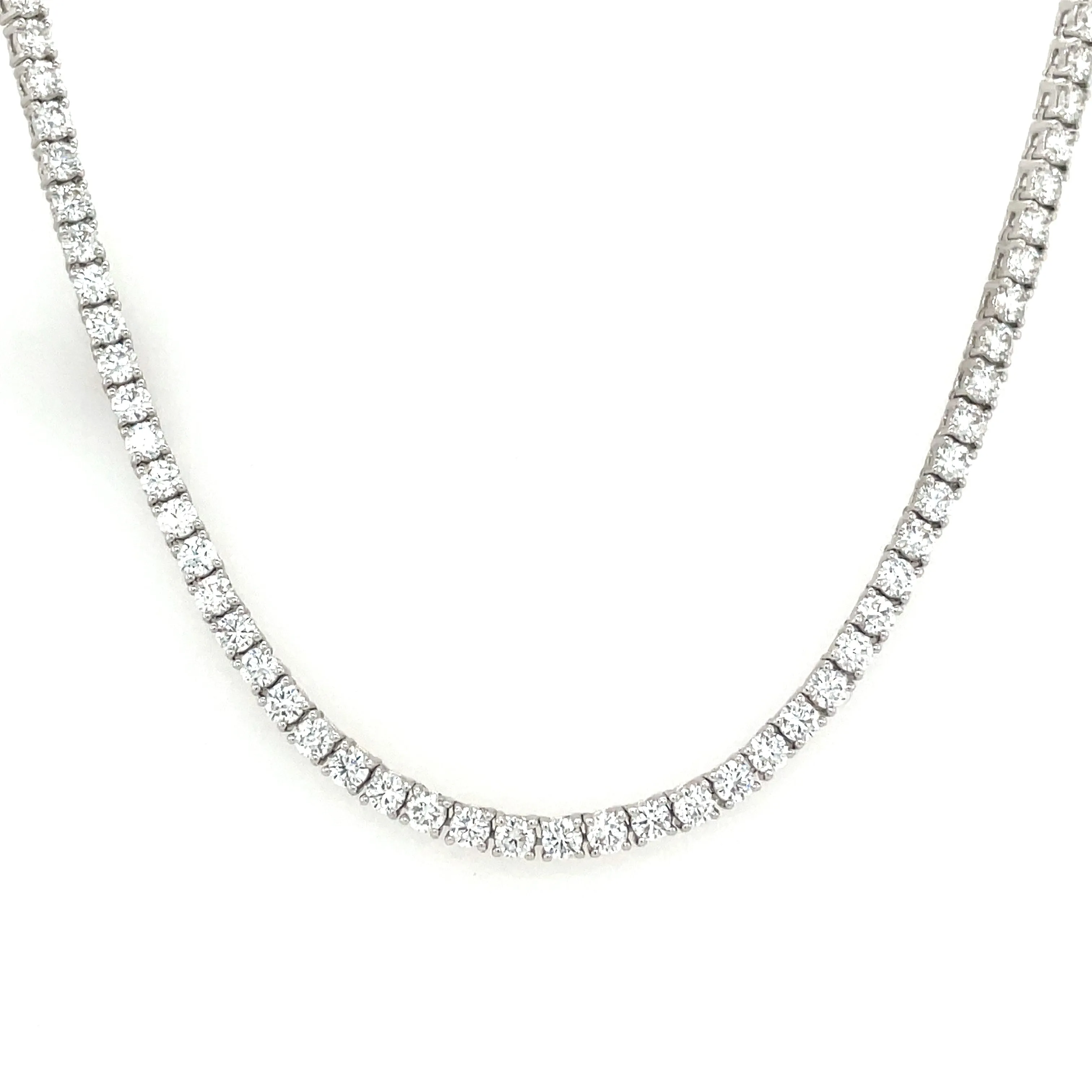 Laboratory Created 9.92ct Diamond White Gold Tennis Necklace