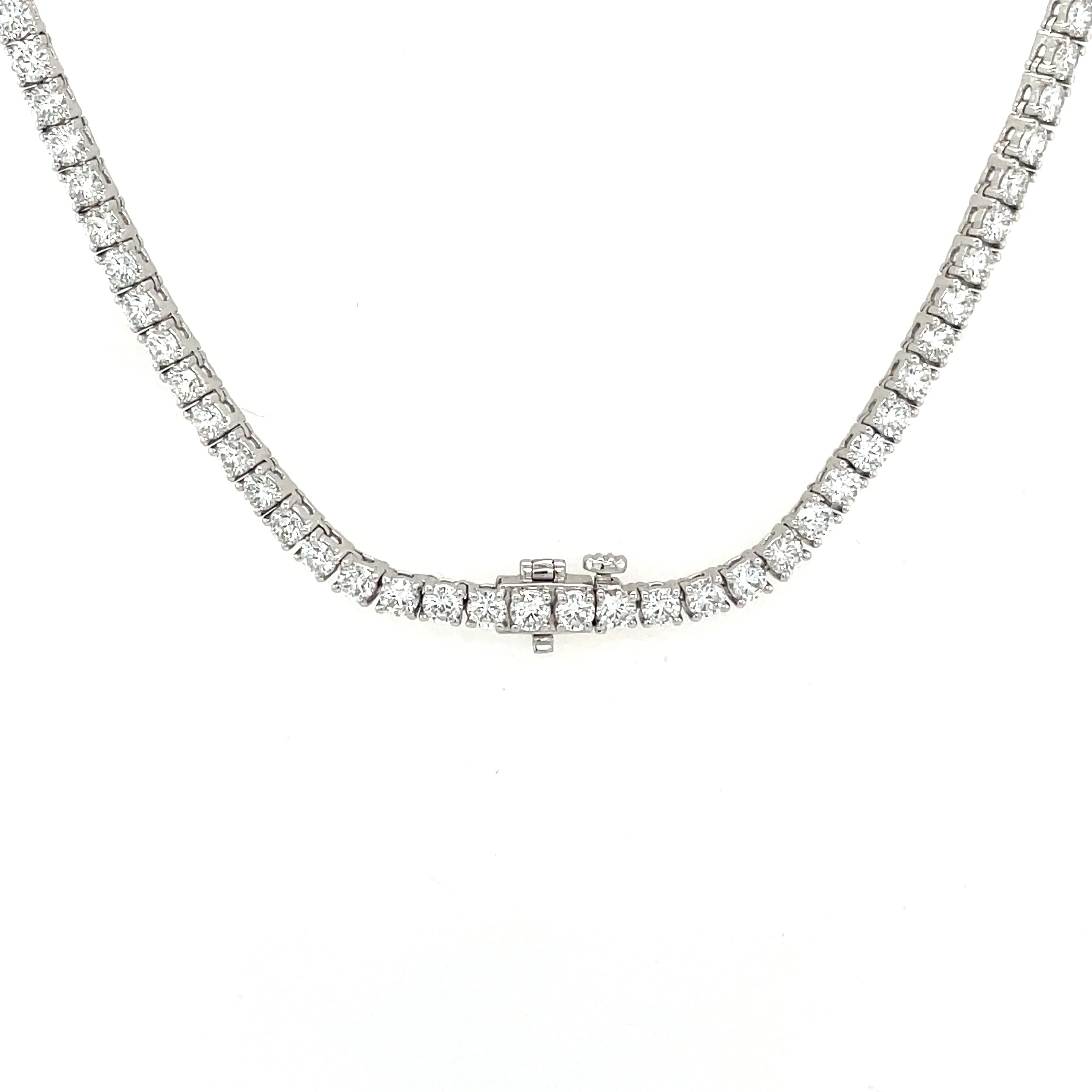 Laboratory Created 9.92ct Diamond White Gold Tennis Necklace