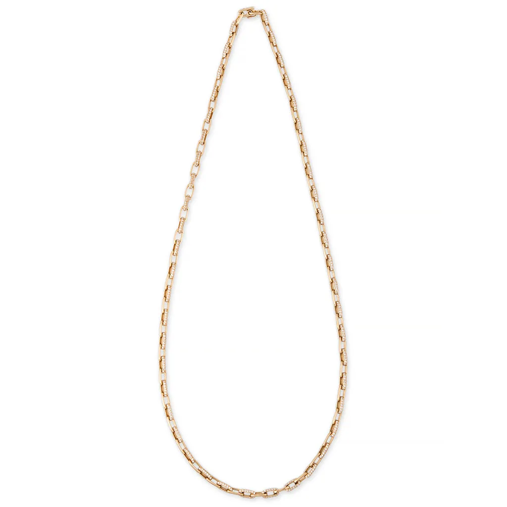 LARGE ALTERNATING PAVE DIAMOND CHAIN LINK NECKLACE