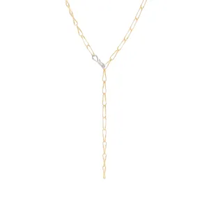 Marrakech Onde Gold and Diamond Flat Link Long Lariat Necklace