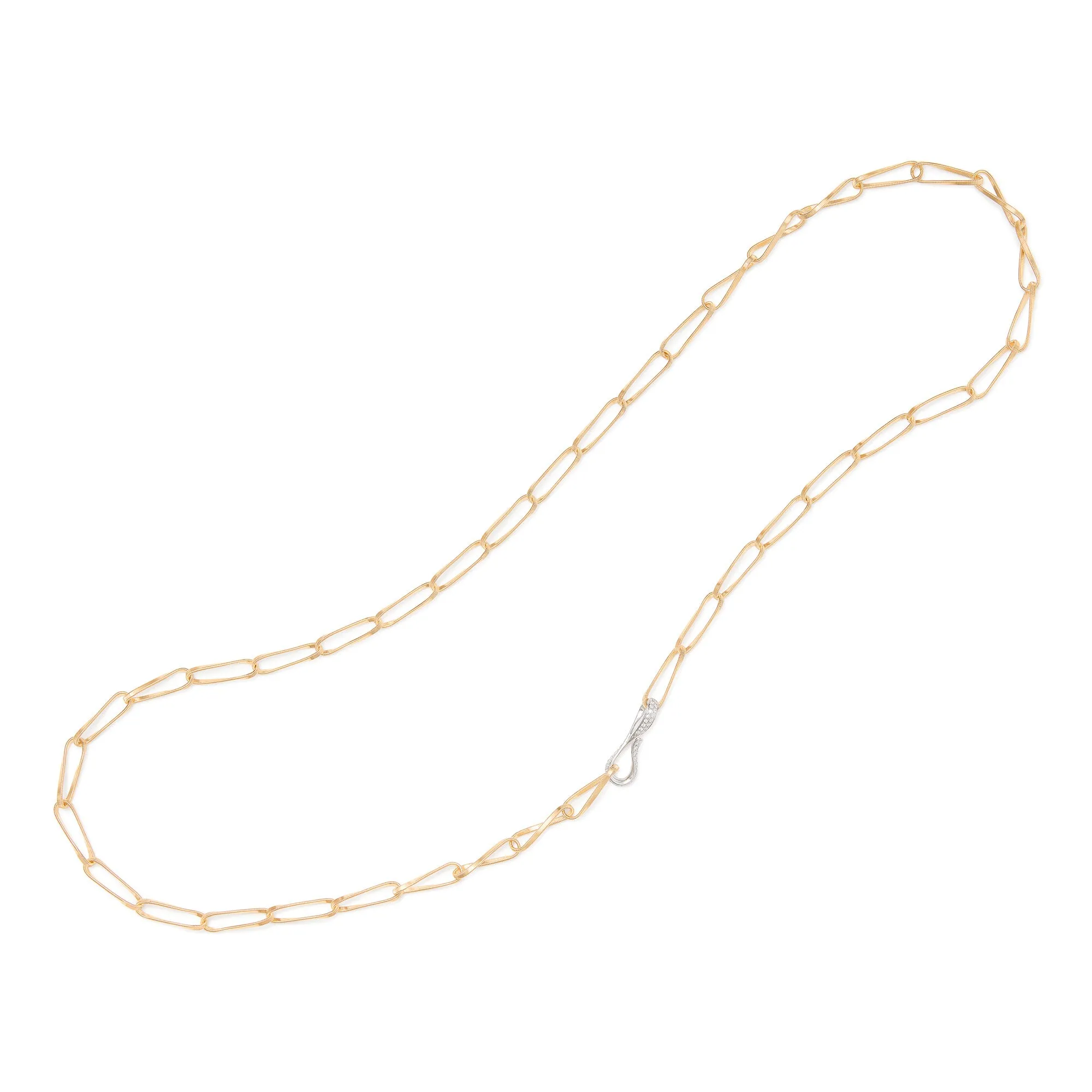 Marrakech Onde Gold and Diamond Flat Link Long Lariat Necklace