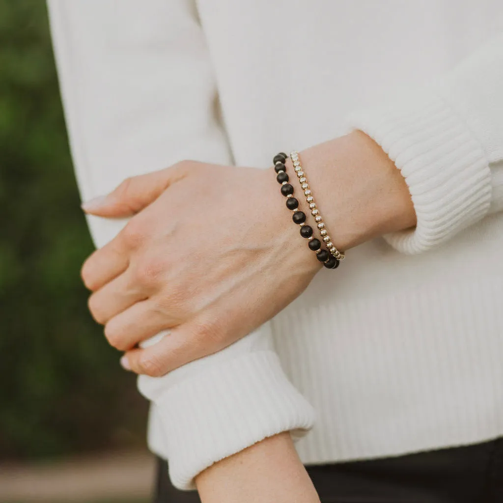 Matte Black & 14k Gold Filled Bracelet Stack