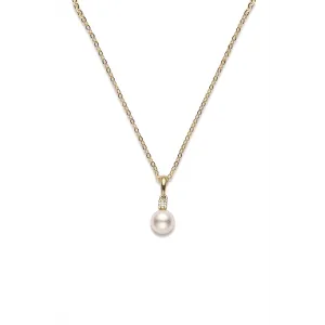 Mikimoto 18K Yellow Gold Cultured Akoya Pearl & Diamond Pendant Necklace