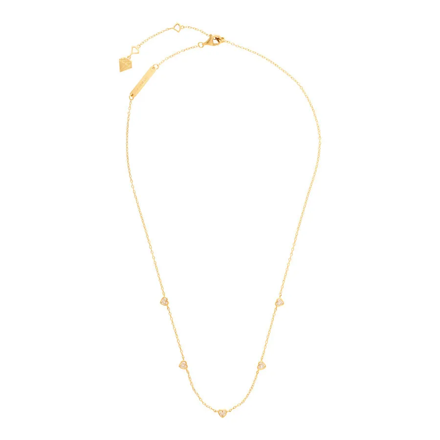 Multi Heart Bezel 14K Gold Vermeil Necklace