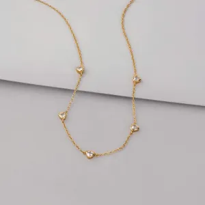 Multi Heart Bezel 14K Gold Vermeil Necklace