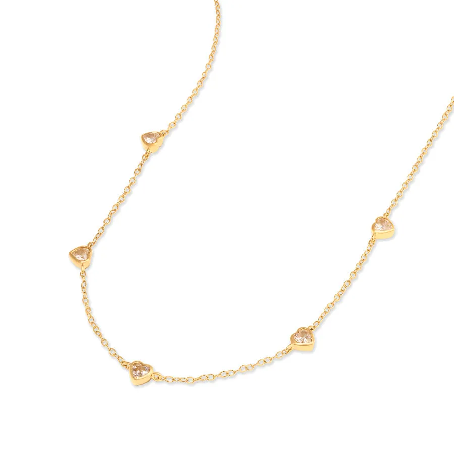 Multi Heart Bezel 14K Gold Vermeil Necklace