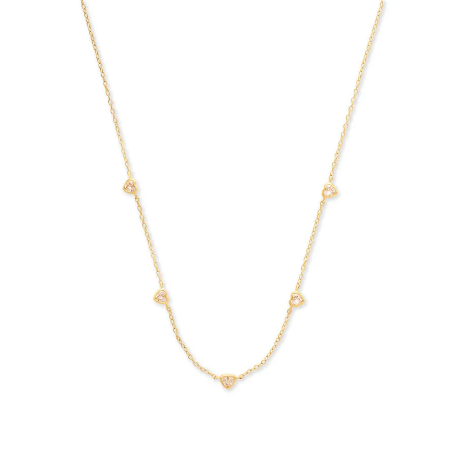 Multi Heart Bezel 14K Gold Vermeil Necklace