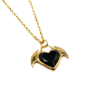 Nocturnal Succubus Gold Heart Pendant Necklace