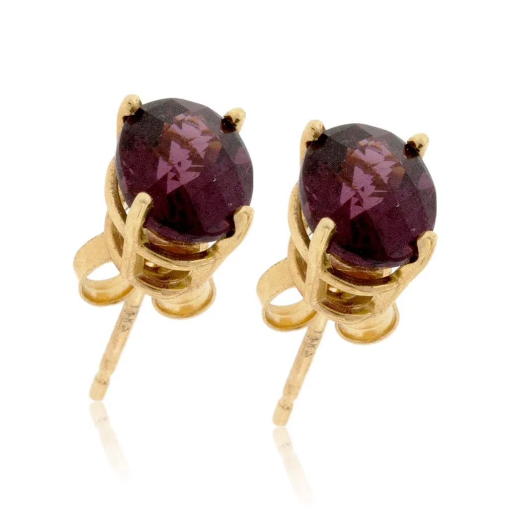 Oval Rhodolite Garnet Earrings