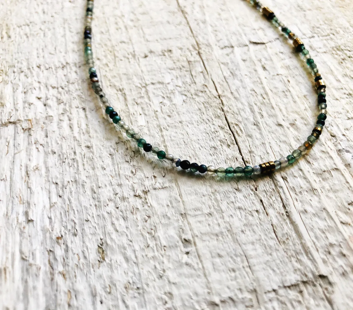 "Emma" Agate and Hematite Gemstone Beaded Necklace