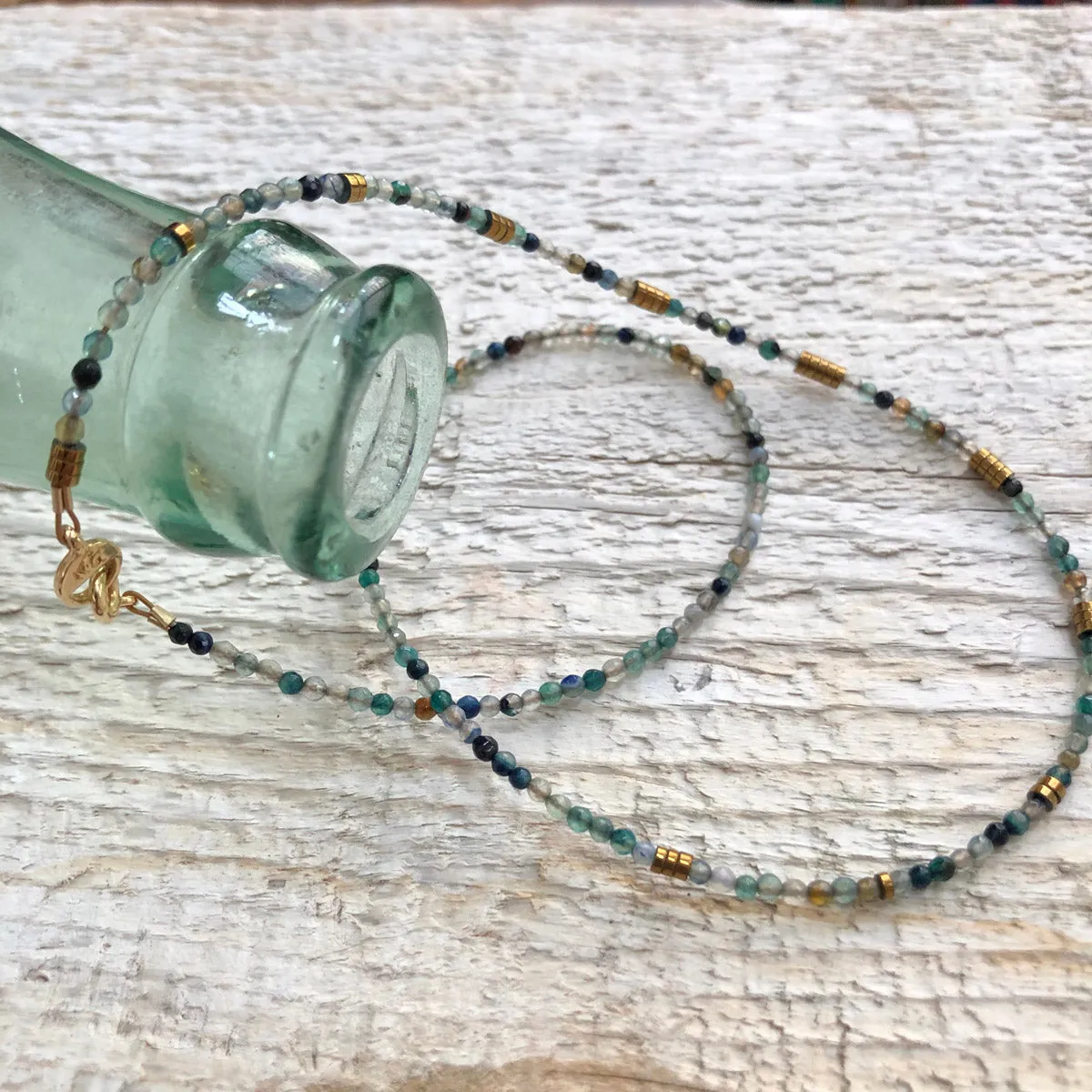 "Emma" Agate and Hematite Gemstone Beaded Necklace