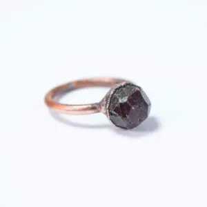 Raw Deep Red Garnet Ring