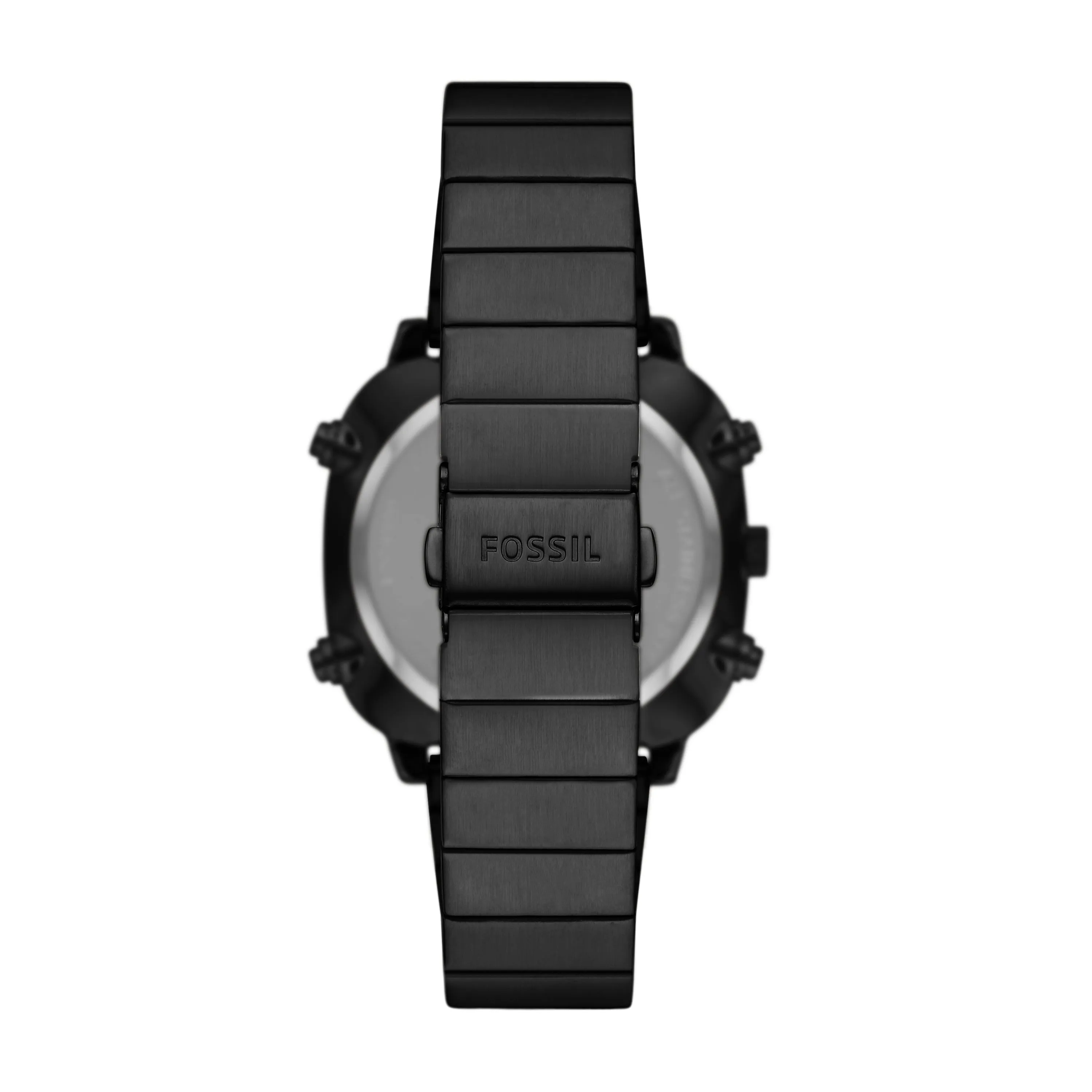 Retro Analog-Digital Black Stainless Steel Watch