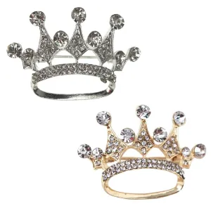 Rhinestone King Crown Brooch Pin, 1-3/4-Inch