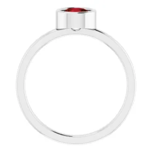 Rhodium-Plated Sterling Silver 5.5 mm Natural Mozambique Garnet Ring