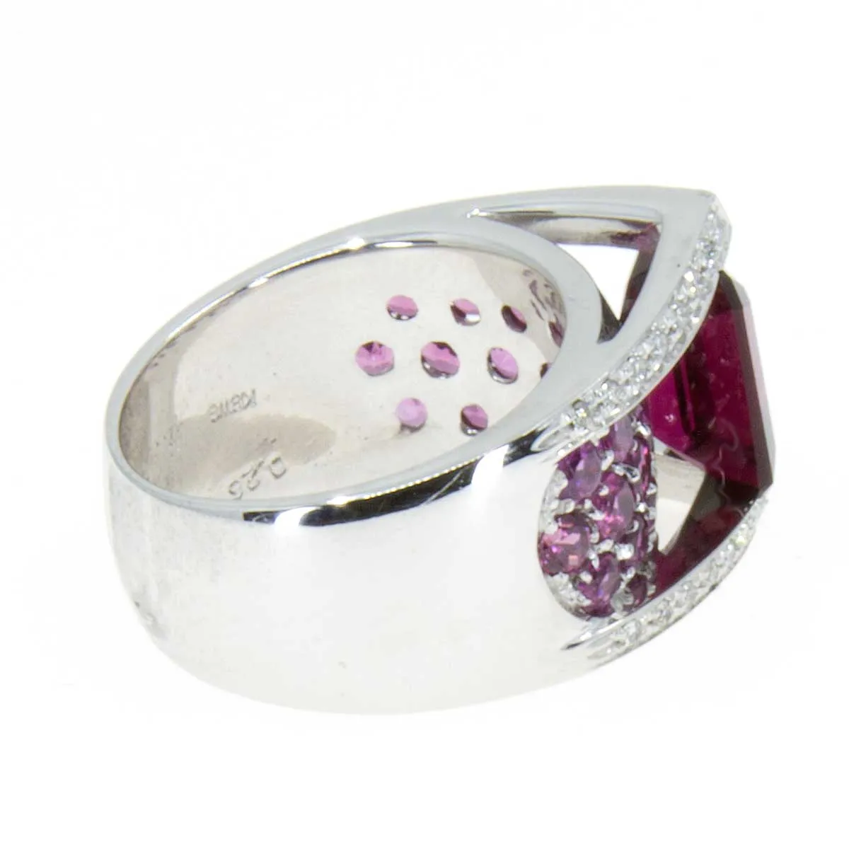 Rhodolite Garnet Pink Tourmaline & Diamond Ring 18kt