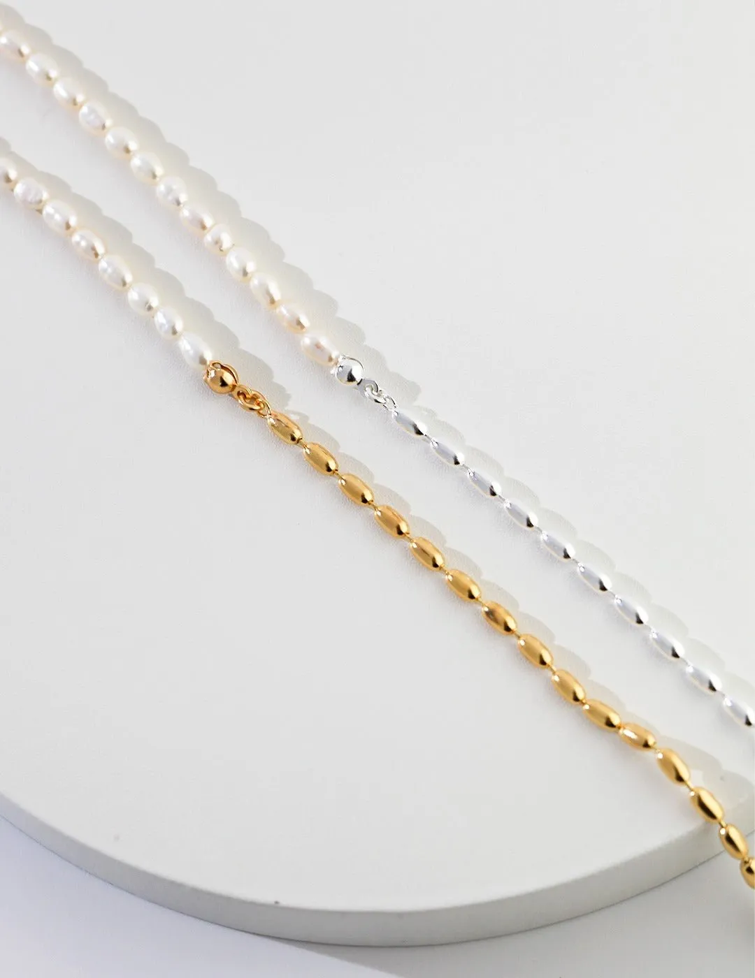 Rice Grain Pearl Necklaces