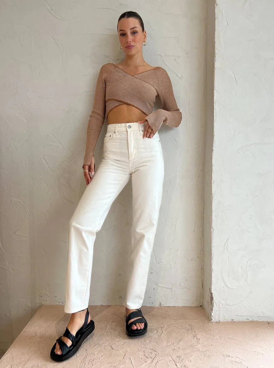 Roame Atlas Wrap Top in Cinnamon Rib