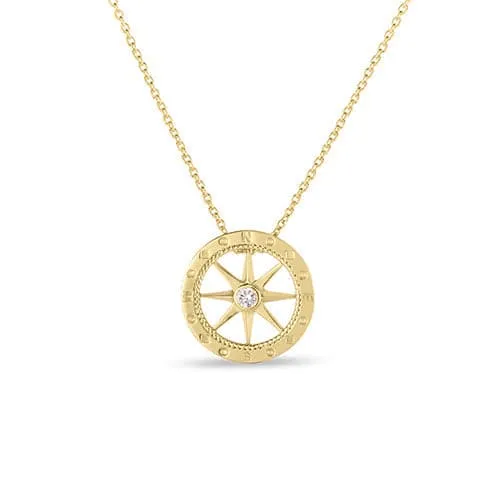 Roberto Coin Tiny Treasures 18K Yellow Gold Diamond Compass Necklace