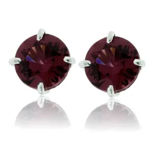 Round Rhodolite Garnet Stud Earrings