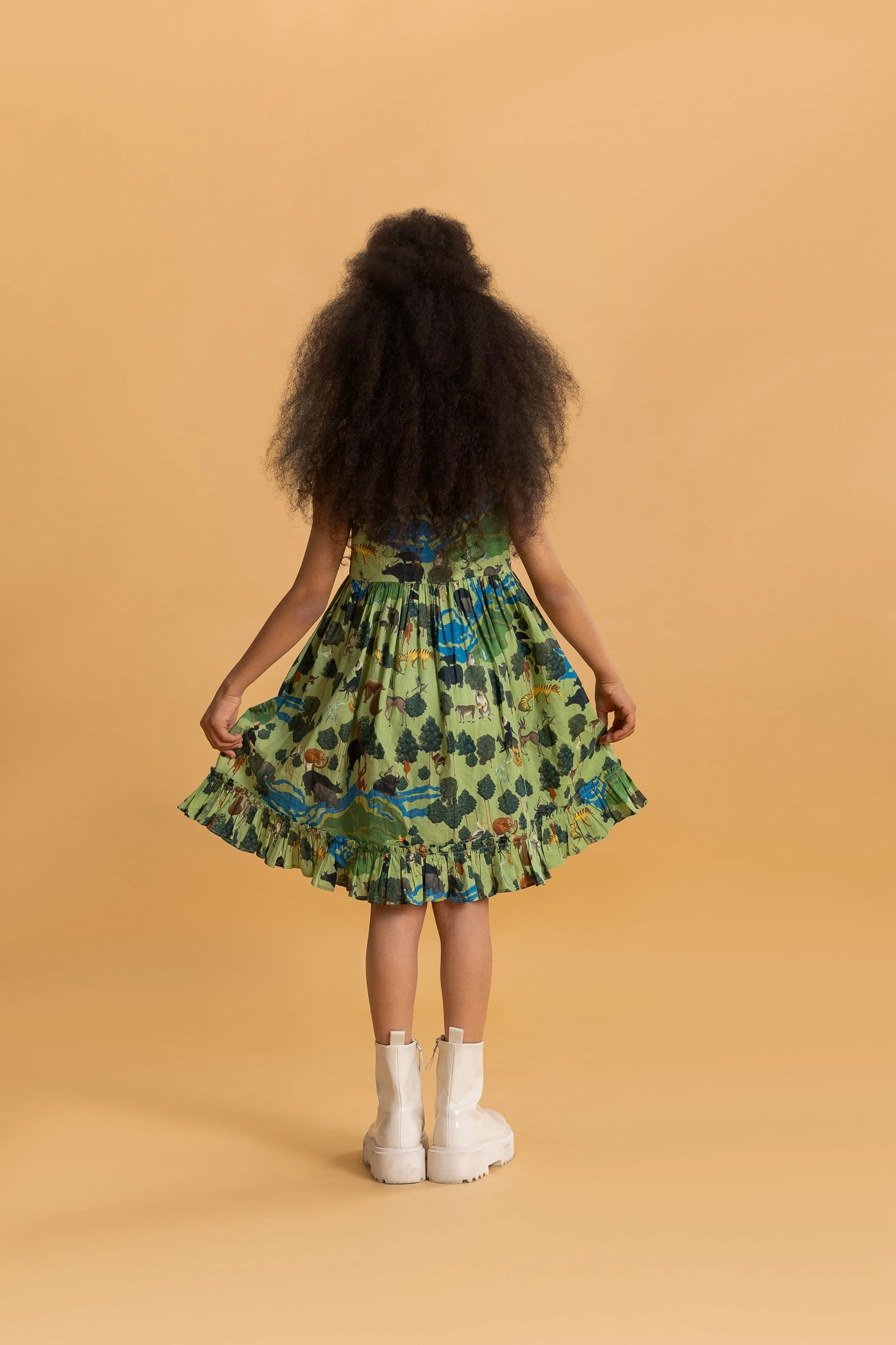 Sage Green Kaziranga National Park Ruffle Dress