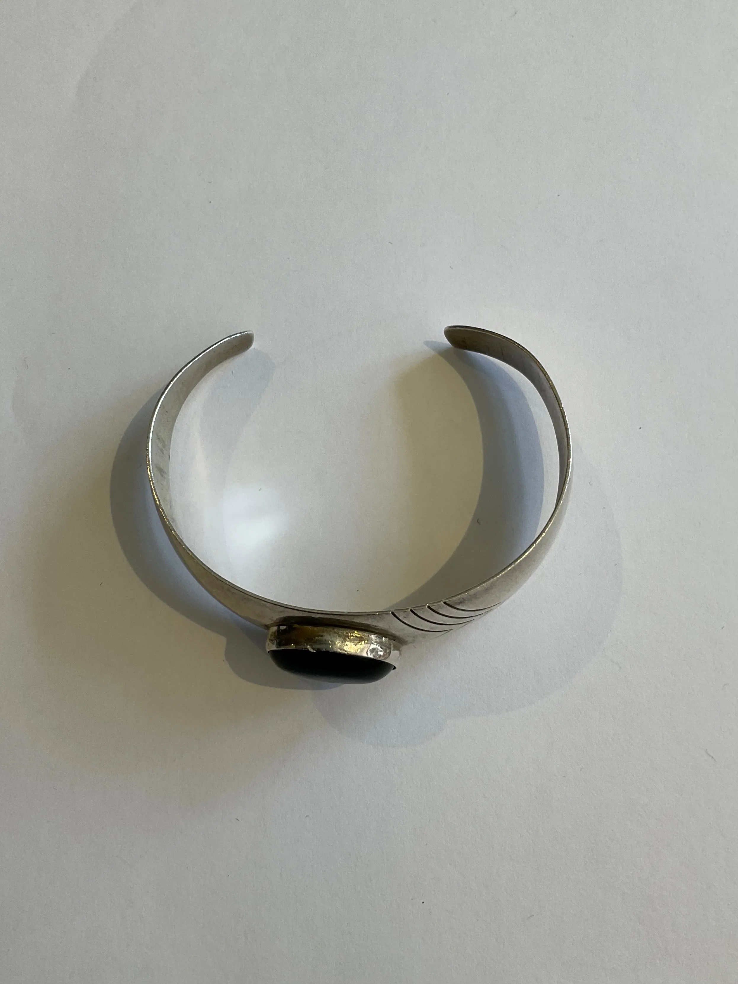 Silver and Onyx Cuff