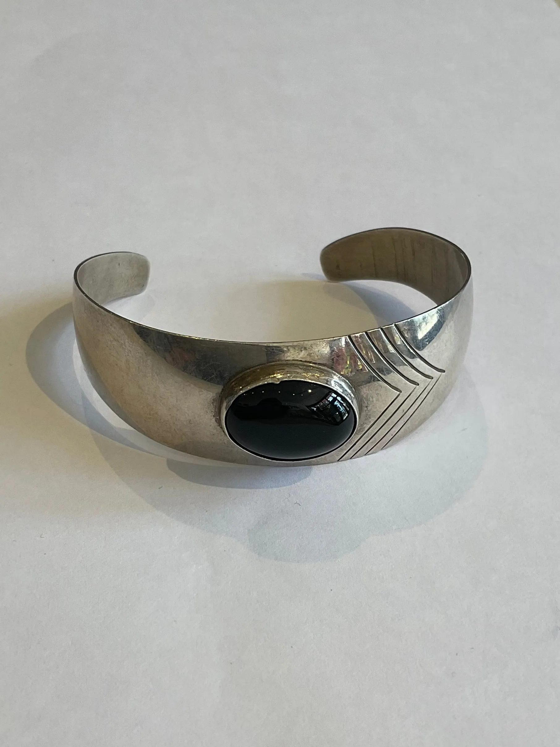 Silver and Onyx Cuff