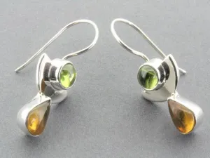 silver angel earrings - amber & citrine