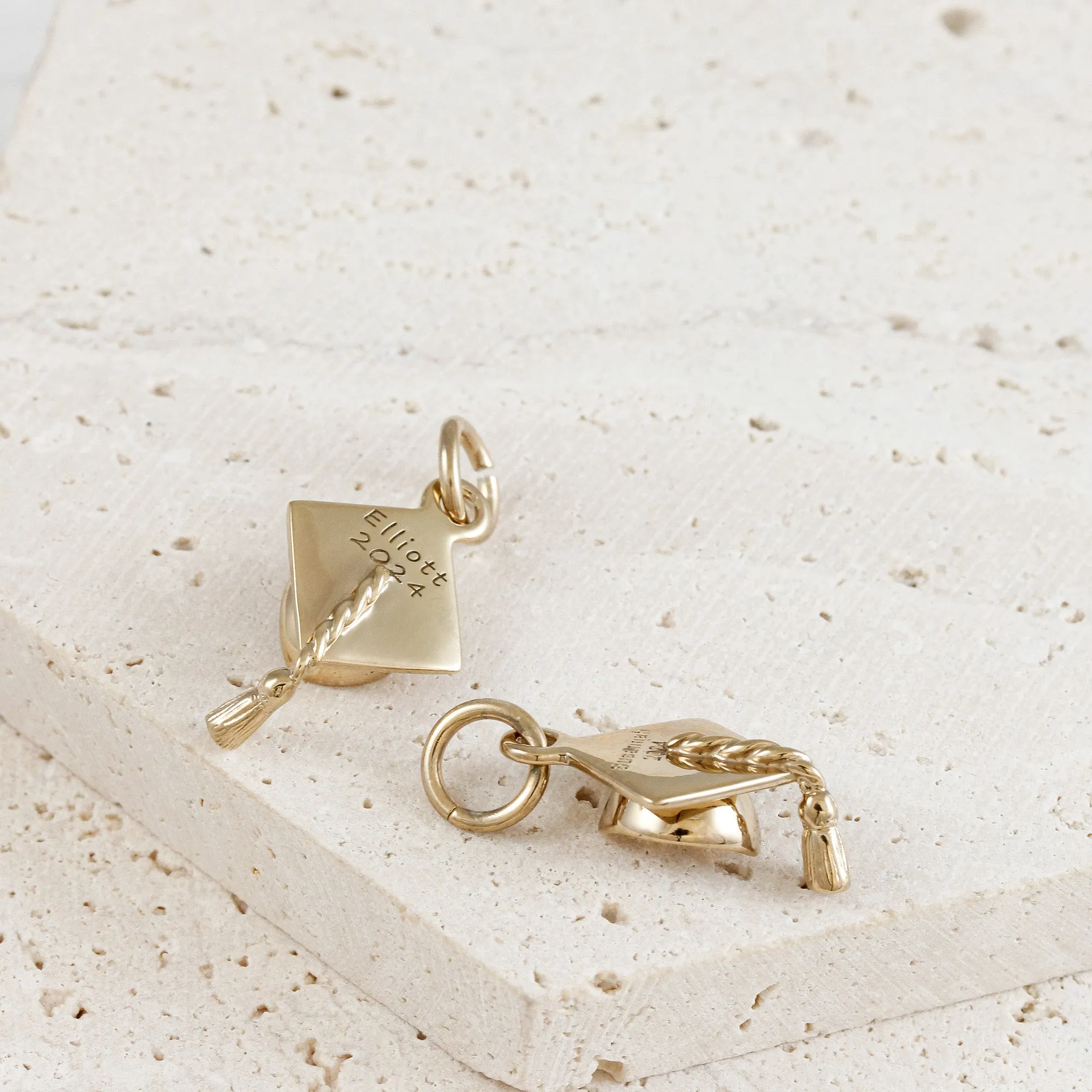 Solid Gold Mortar Board Graduation Cap Charm